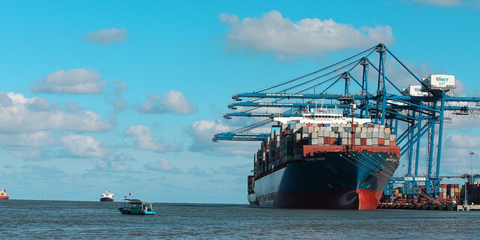 a large ship in the water