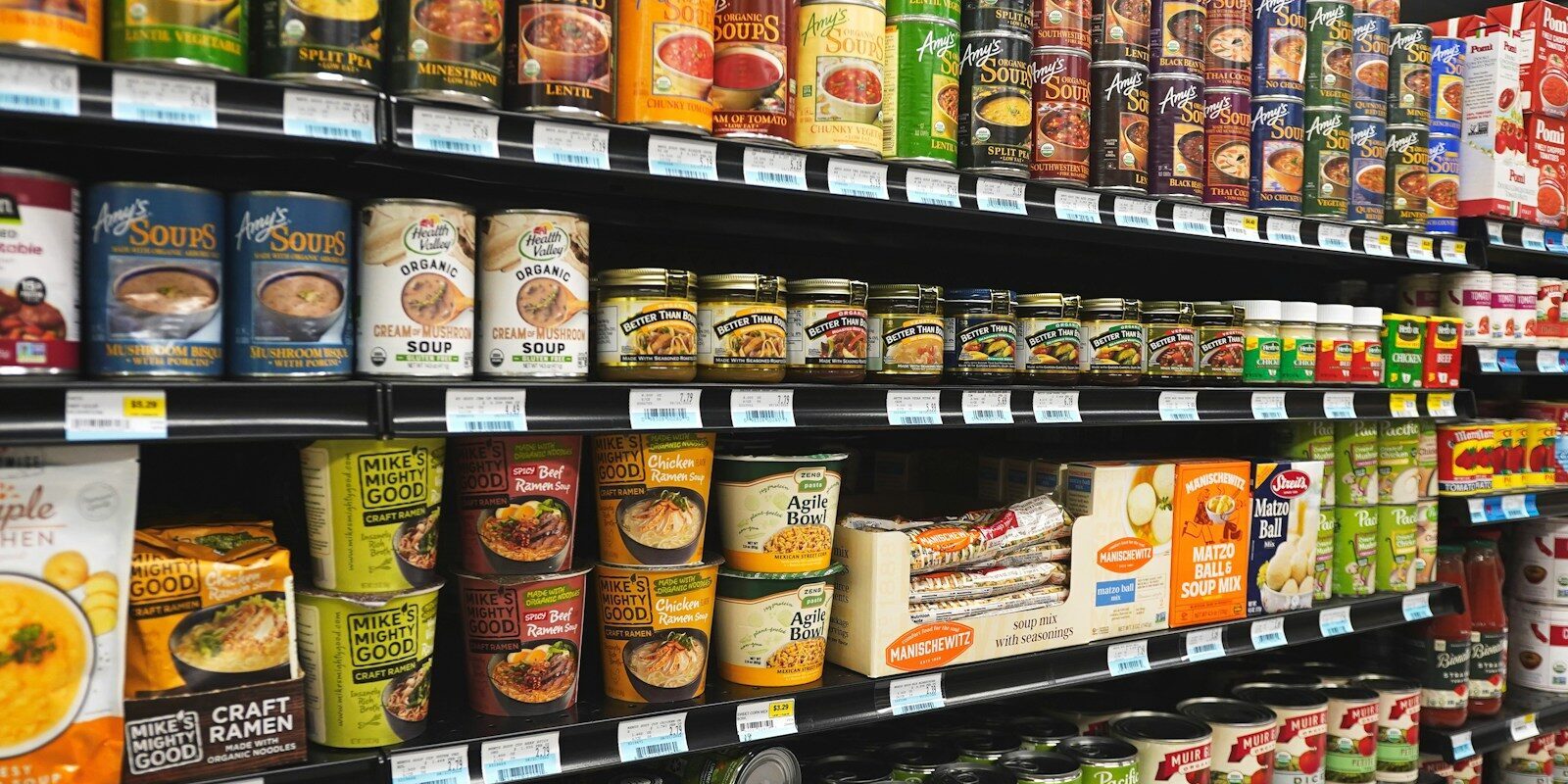 A grocery store filled with lots of food